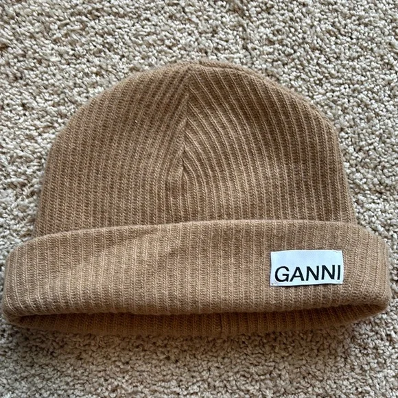 Ganni | Accessories | Ganni Tan Ribbed Beanie | Poshmark